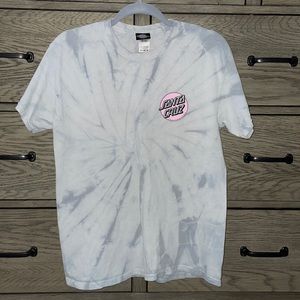 white tie dye santa cruz tee